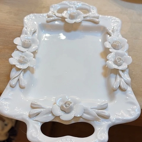 白瓷双耳盘子26厘米特价