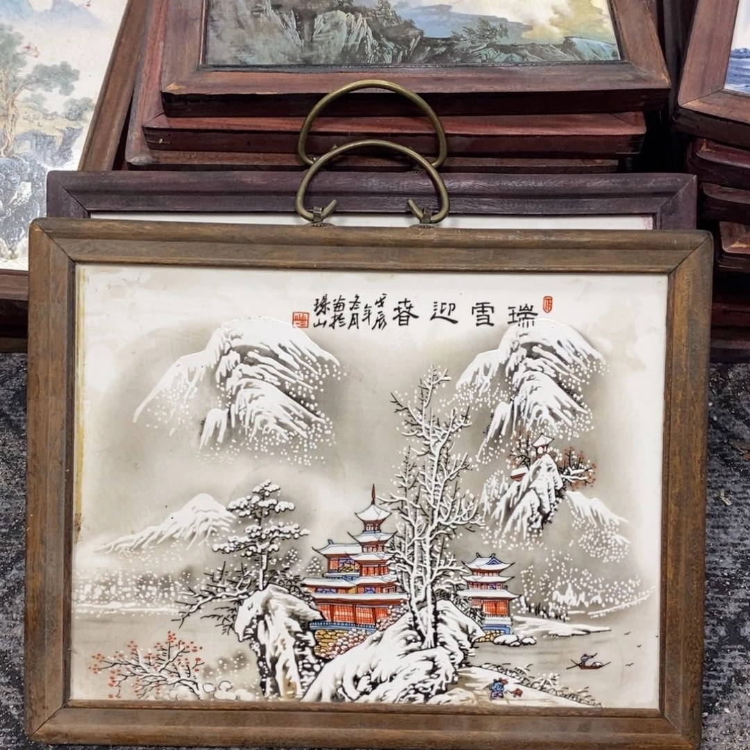 瓷片37*28*1景德镇瓷板画柴窑烧制