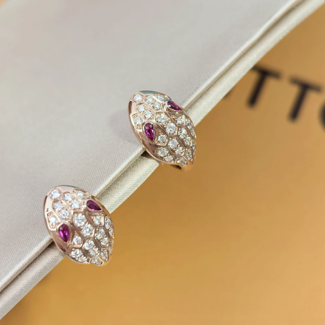 18k金钻石蛇头耳环满钻灵蛇耳环（8.5克以上）不缩水版本气质轻奢