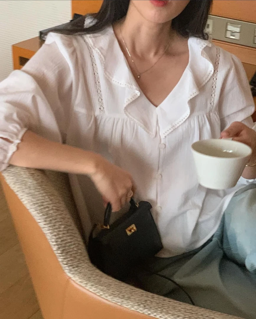 爆款小众衬衣夏季牛仔韩国东大门2025新款女装  704i  翻领衬衫