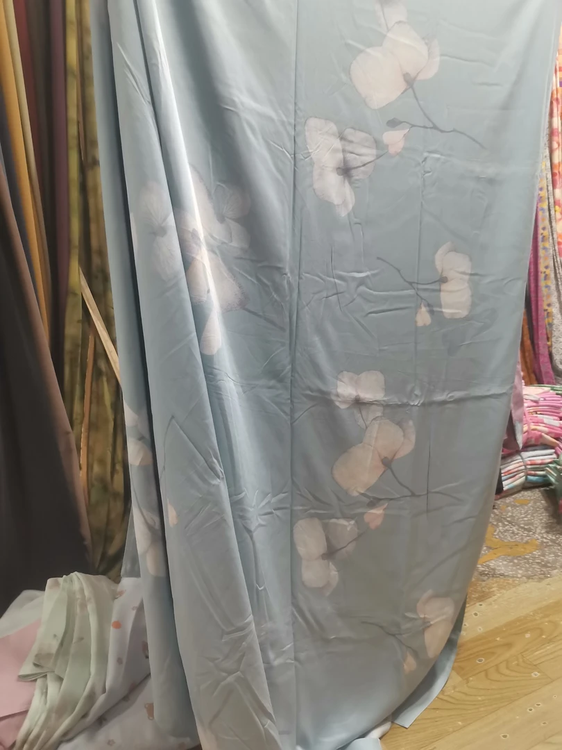 富华缎蓝底白花夹被1条面料