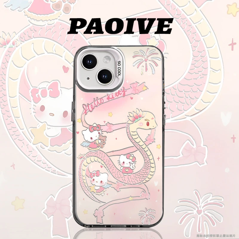 Kitty蛇适用于创意小众潮苹果华为一加小米手机彩银防摔壳Paoive