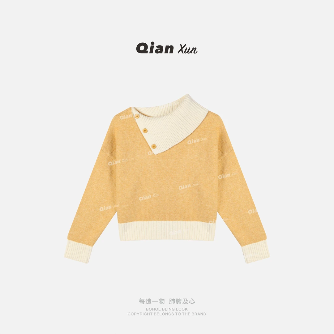 【千寻严选】秋冬时尚气质休闲百搭轻奢洋气设计感毛衣QXQ5MY6915A