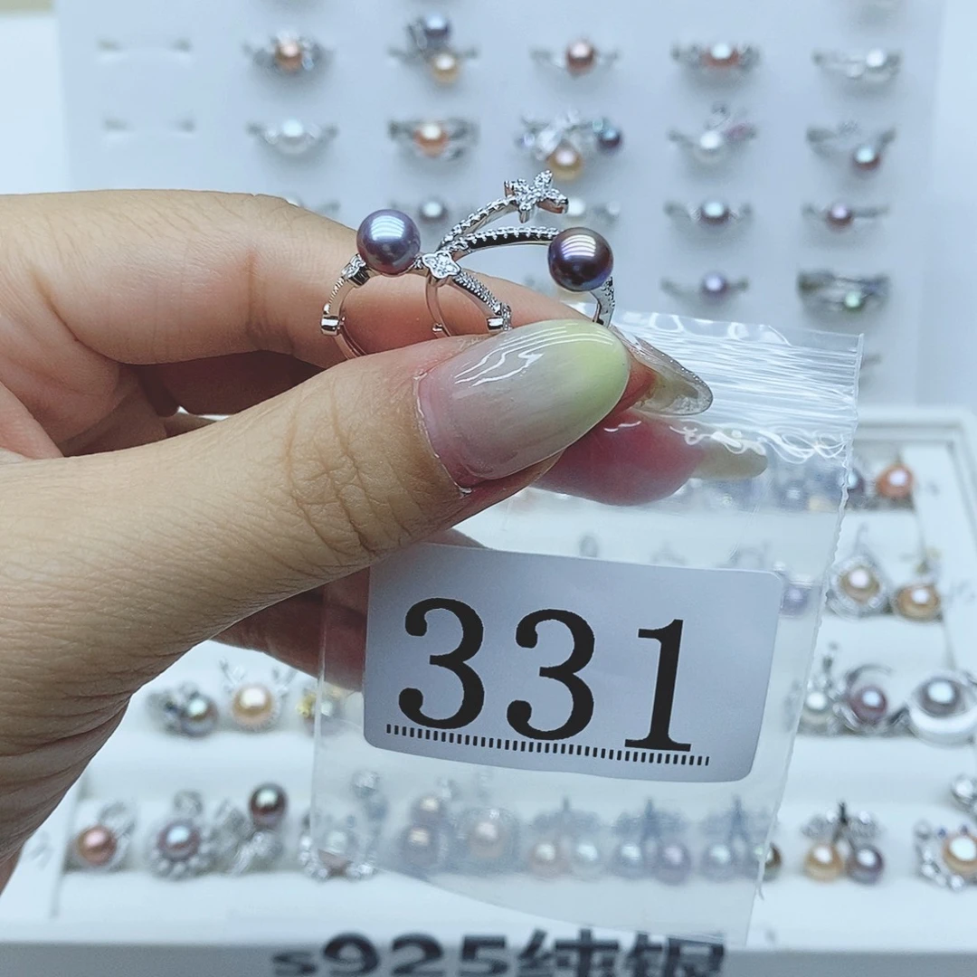 道***晴戒指银S925镶嵌淡水珍珠331