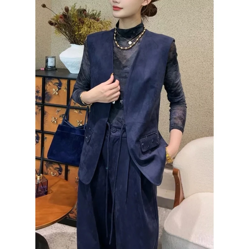 2025春季新款女装时尚套装黑色无袖背心+半身裙两件套春秋款
