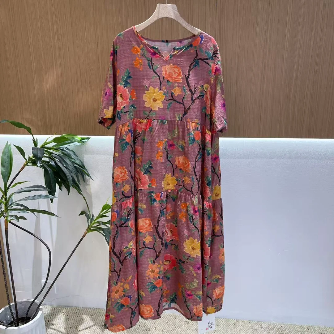 11464新款夏季民族风优雅气质宽松连衣裙QZ