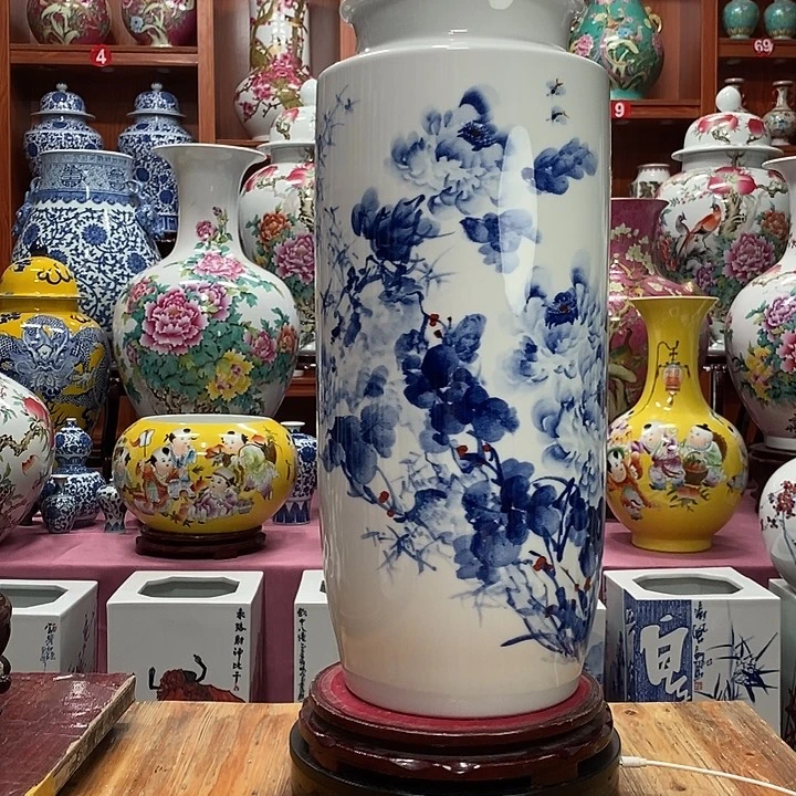 绪***莉景德镇陶瓷手工手绘花瓶摆件