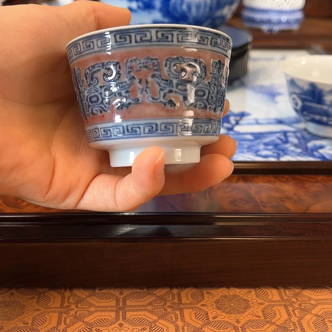 噜****～泽善堂釉里红杯微瑕杯
