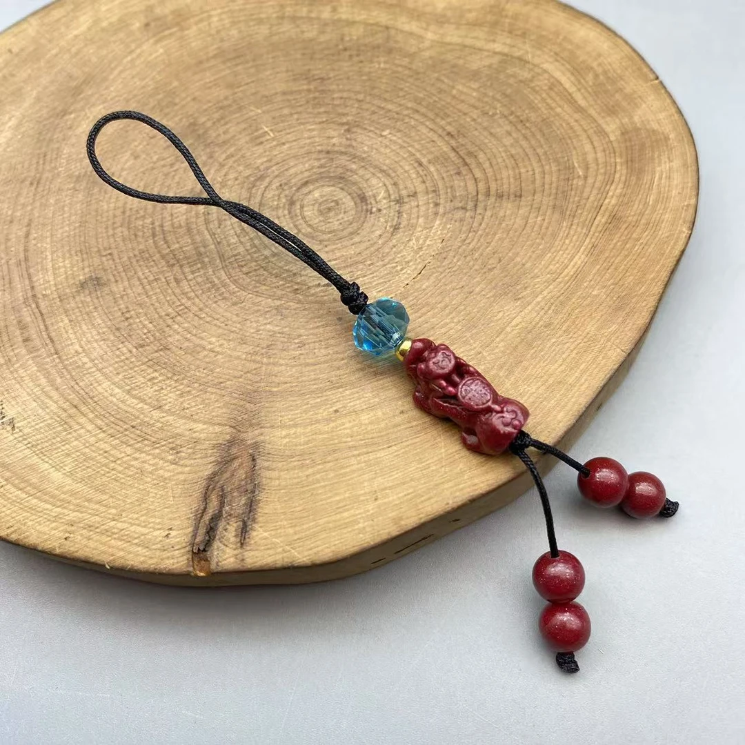 含辰砂工艺品GA459-紫色雕刻迷你小号貔貅挂件