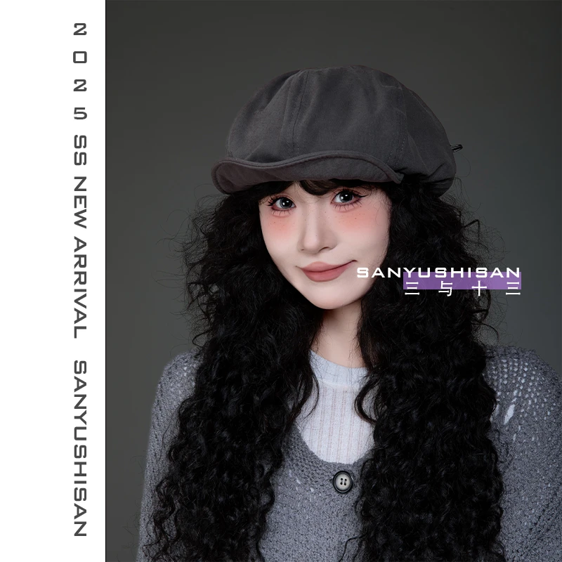 三与十三|远山|日系复古小众设计感显脸小云朵贝雷帽帽子