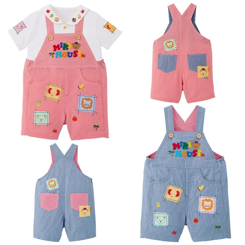 【夏季新品】宝宝可爱相框细格子背带中裤