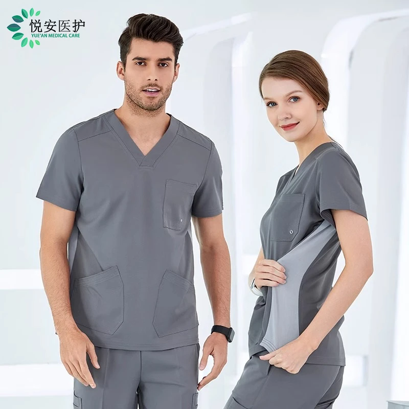 高端弹力速干洗手服医护专用女短袖手术室男口腔医生刷手衣工作服