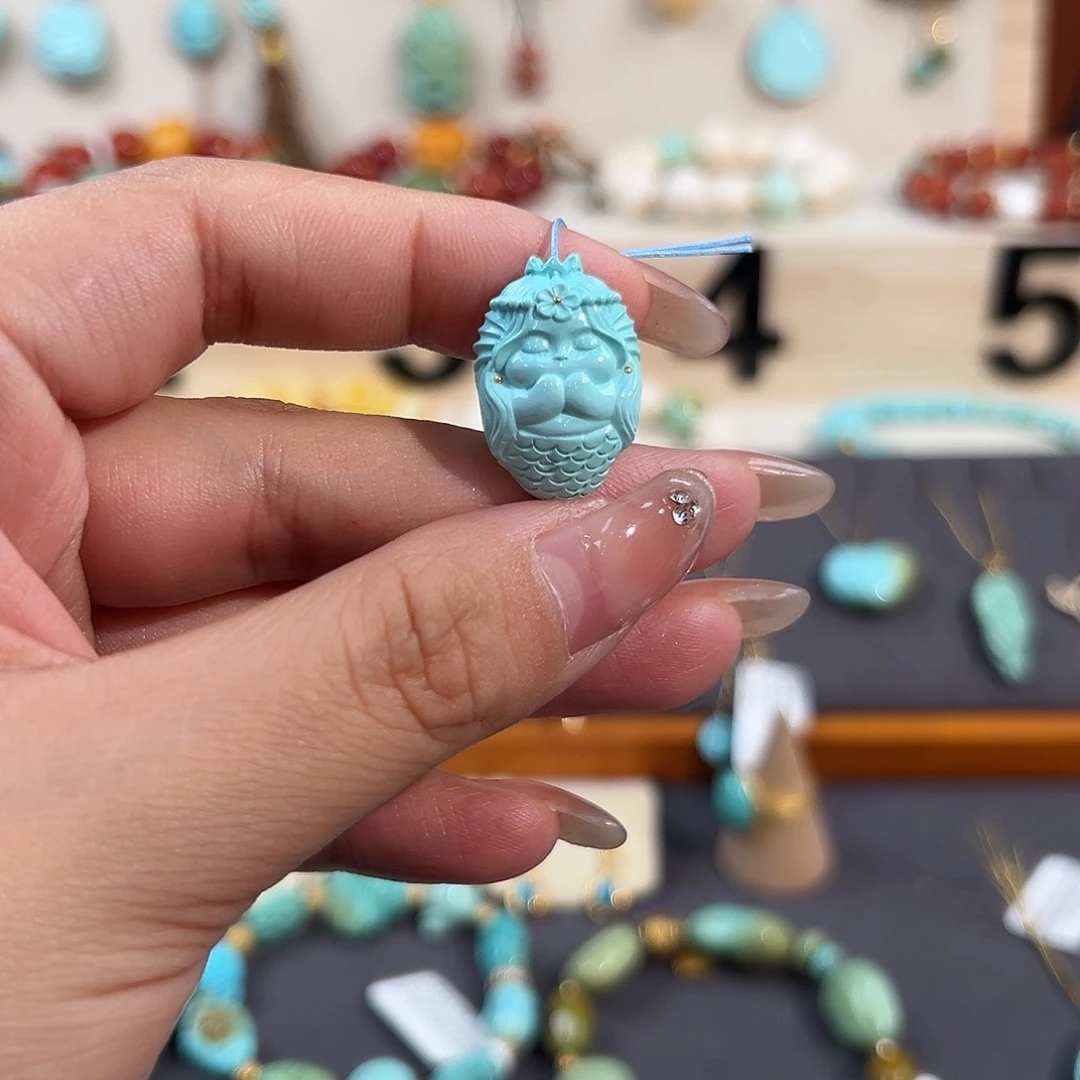 绿松石未镶嵌把件美人鱼配饰