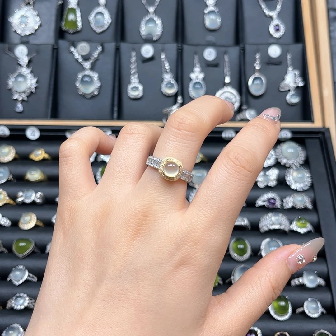 【闪购商品】岫玉戒指银S925镶嵌小****┐