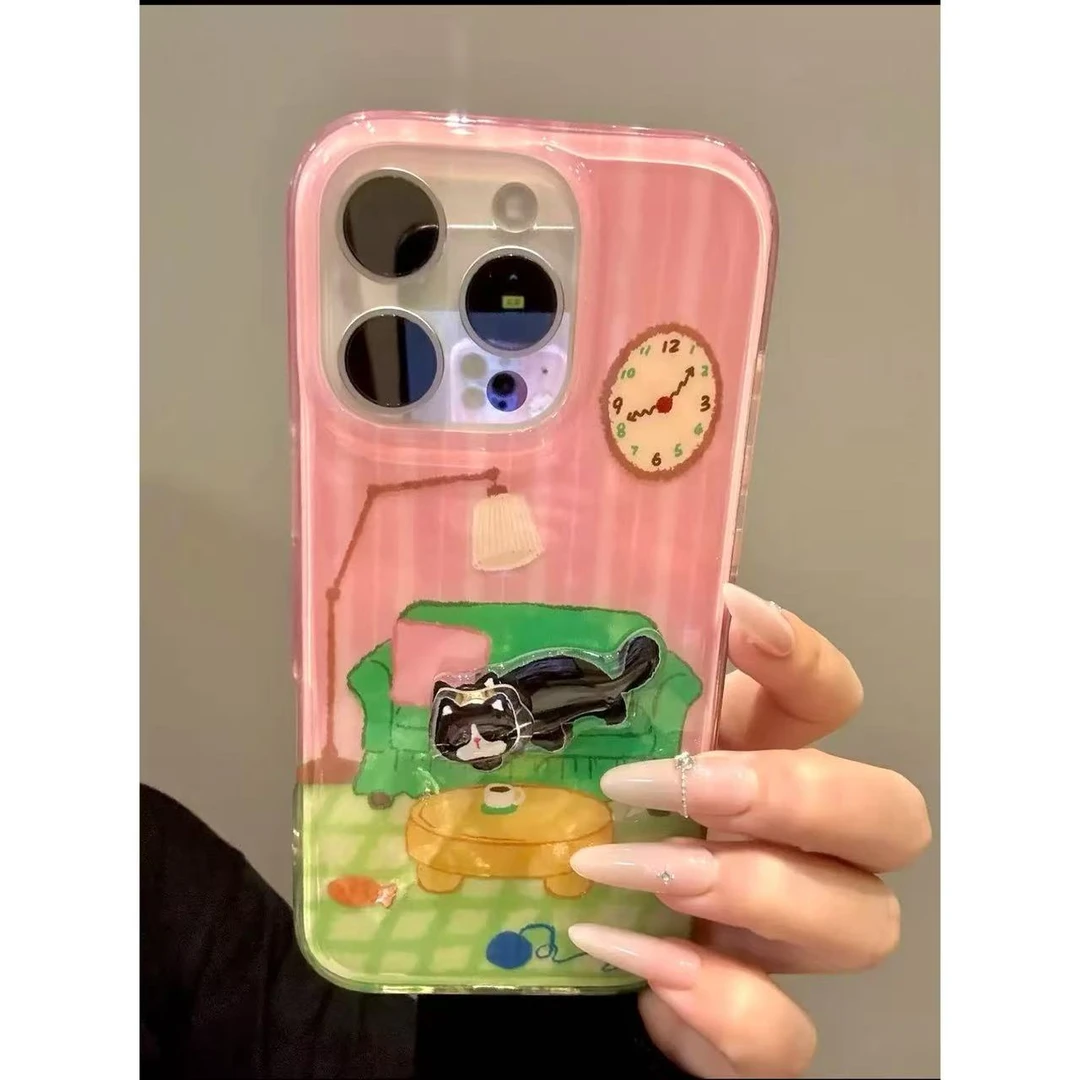 治愈系台灯沙发慵懒猫咪转转适用iphone17promax苹果16手机壳14新