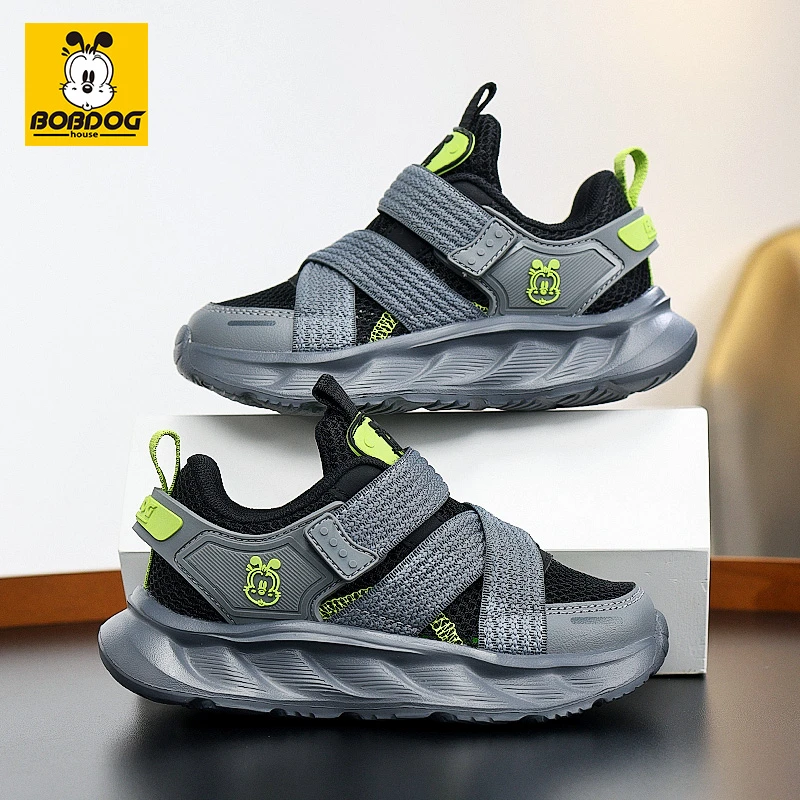 巴布豆男童鞋子男孩夏季透气单网儿童一脚蹬鞋软底防滑女童运动鞋