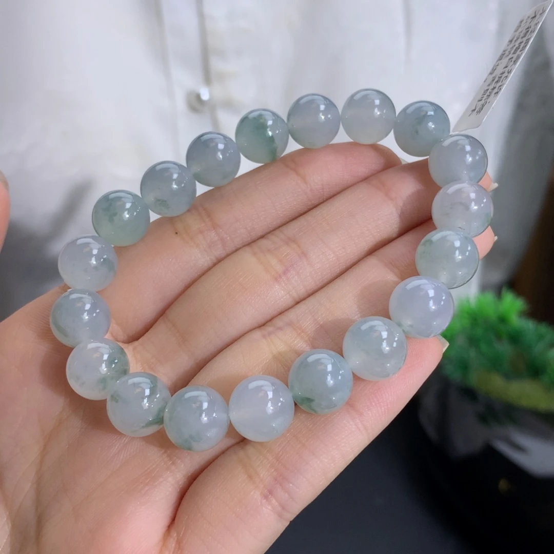 未镶嵌手串翡翠卡10冰胶飘绿花
