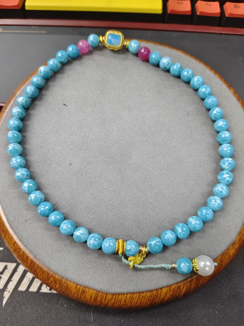 A102精品蓝色卡8mm圆珠手链