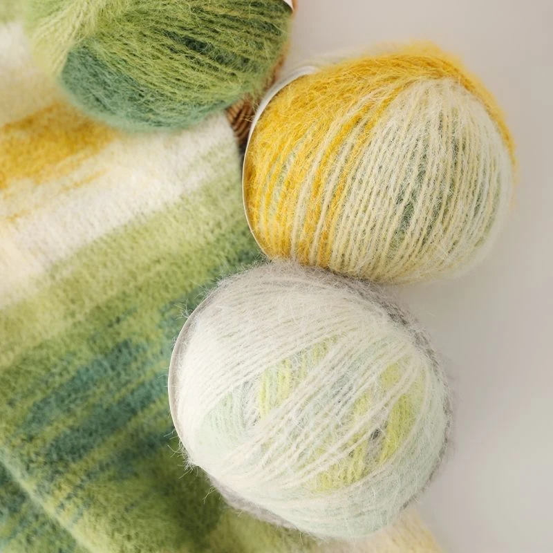 雪宝混纺羊长绒毛线亲肤帽子围巾手编材料包用线手工渐变色云团