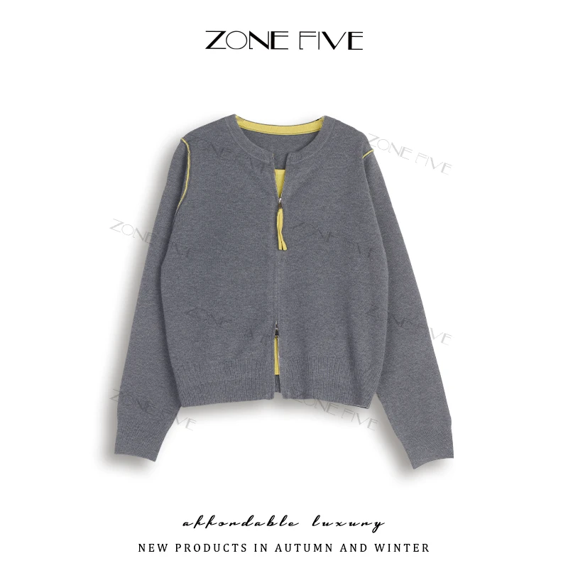 【zonefive】高级设计感时尚休闲风针织衫女装外穿上衣秋冬新款