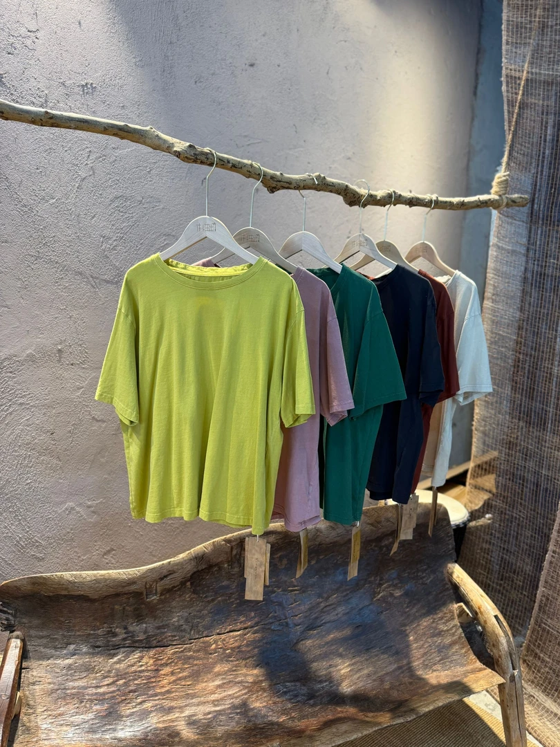 Z0019原创夏季薄款纯棉复古套头软糯短袖水洗做旧圆领针织t恤女