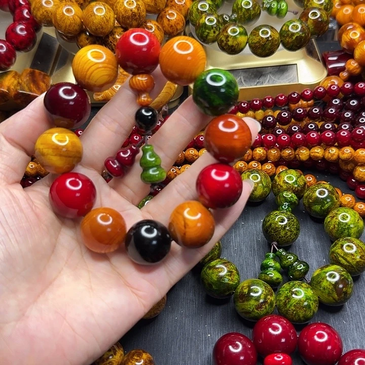 松木琥珀木文玩手串