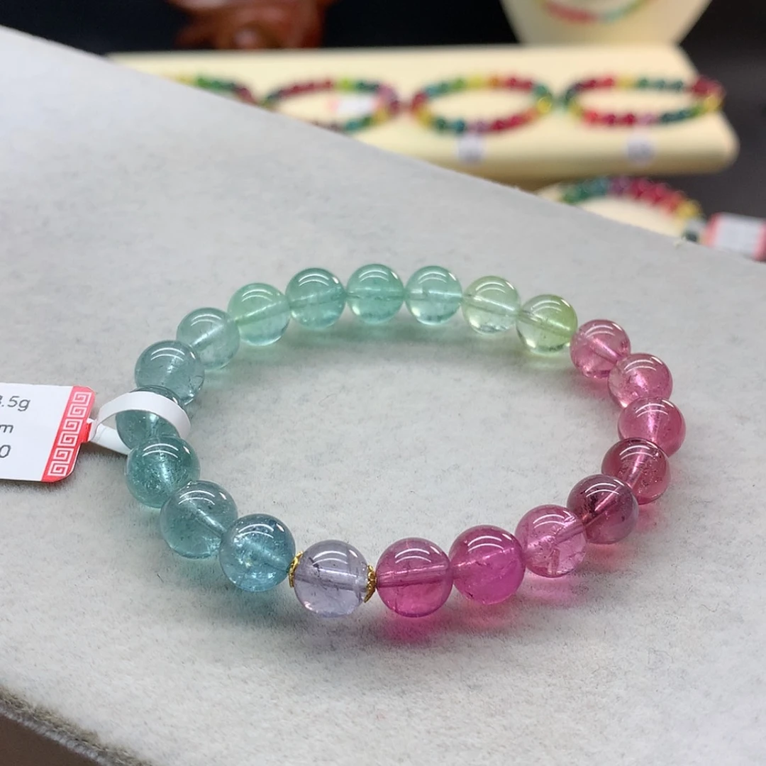 【闪购商品】未镶嵌手链碧玺纸*荧光渐变色单圈8