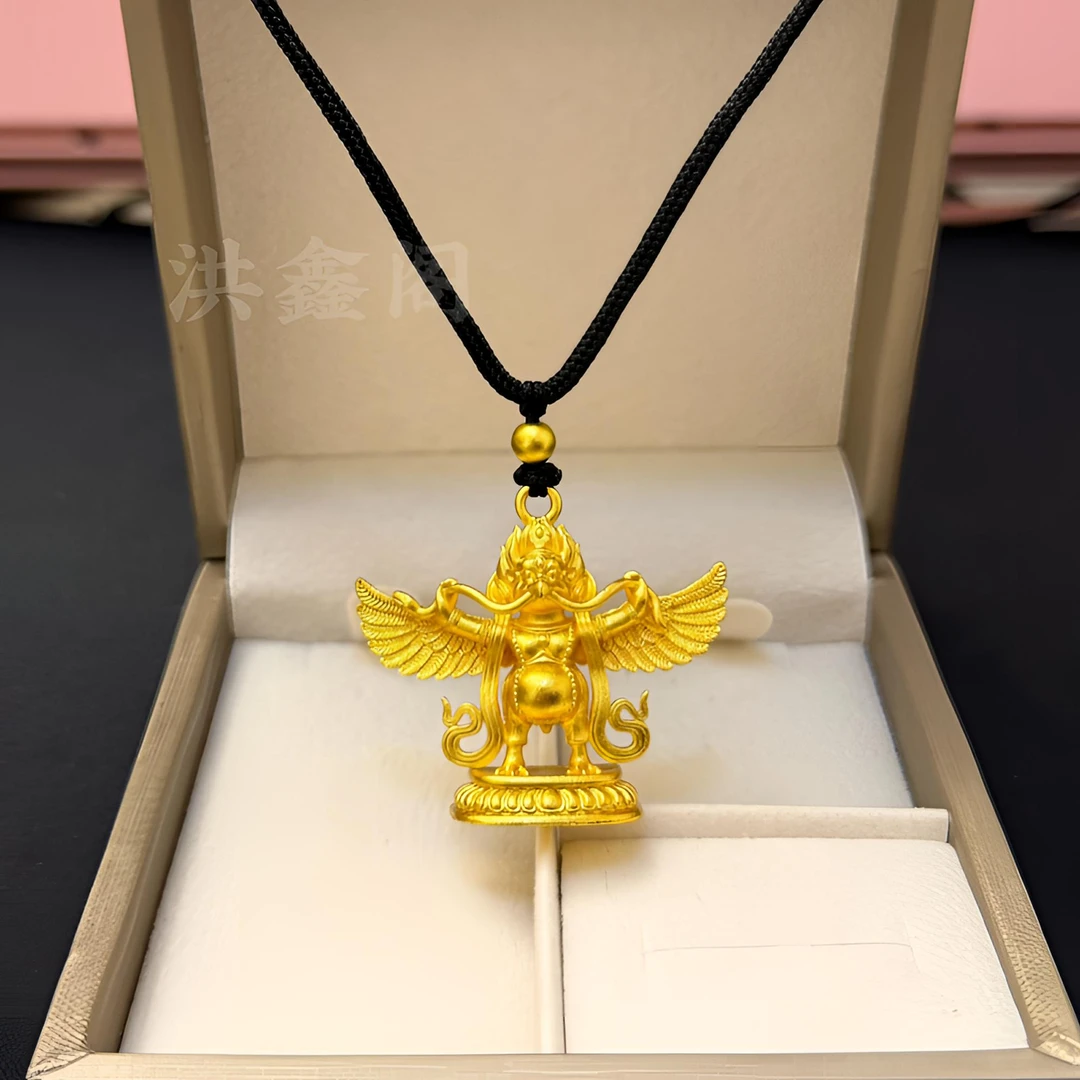 合金吊坠 金翅大鹏鸟实心立体雕刻个性轻奢男女复古编绳中古项链