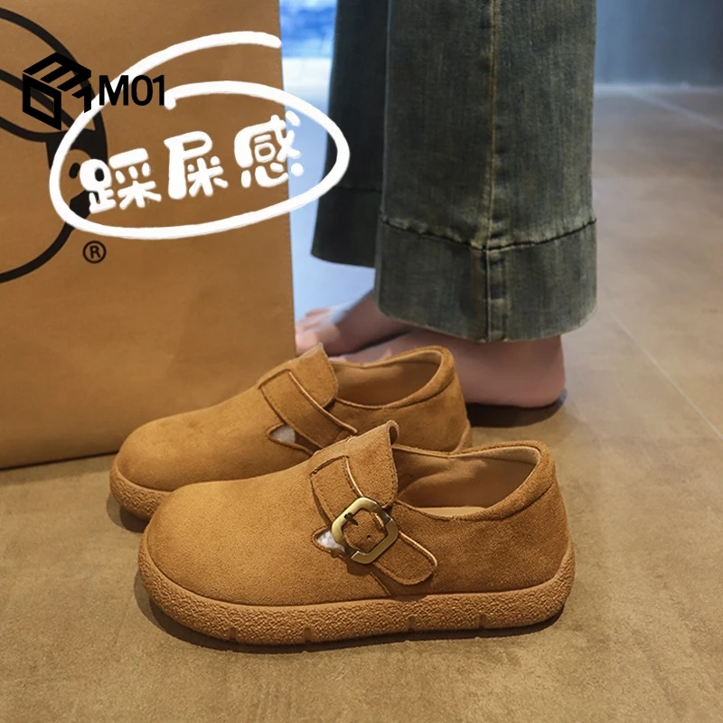 M01明星同款复古休闲板鞋女款秋季2025新款软底防滑一脚蹬勃肯鞋