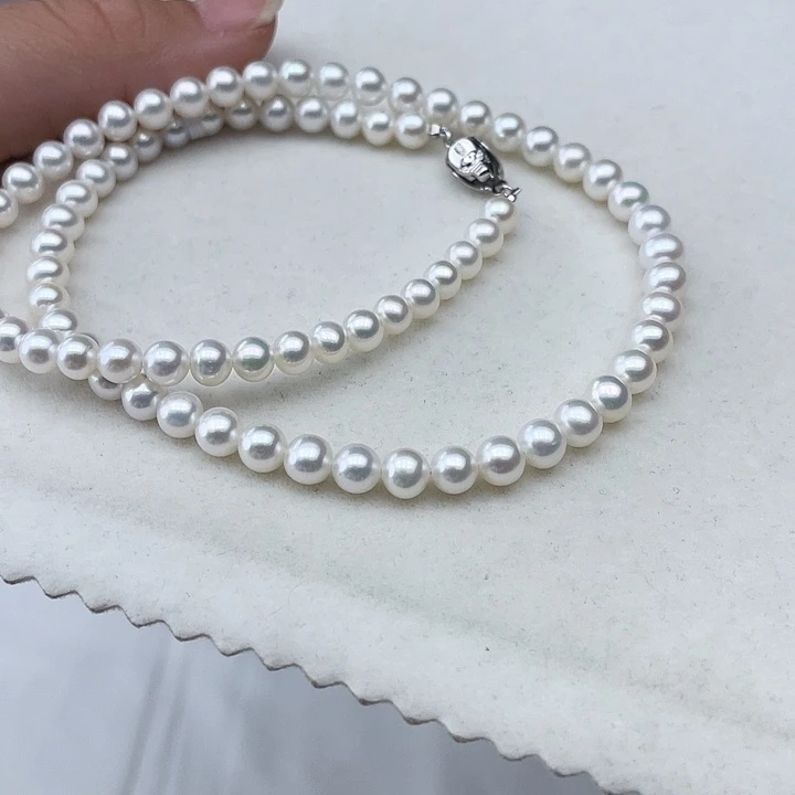 淡水珍珠银S925镶嵌颈饰卡6➕高品极光白炫彩毕业级