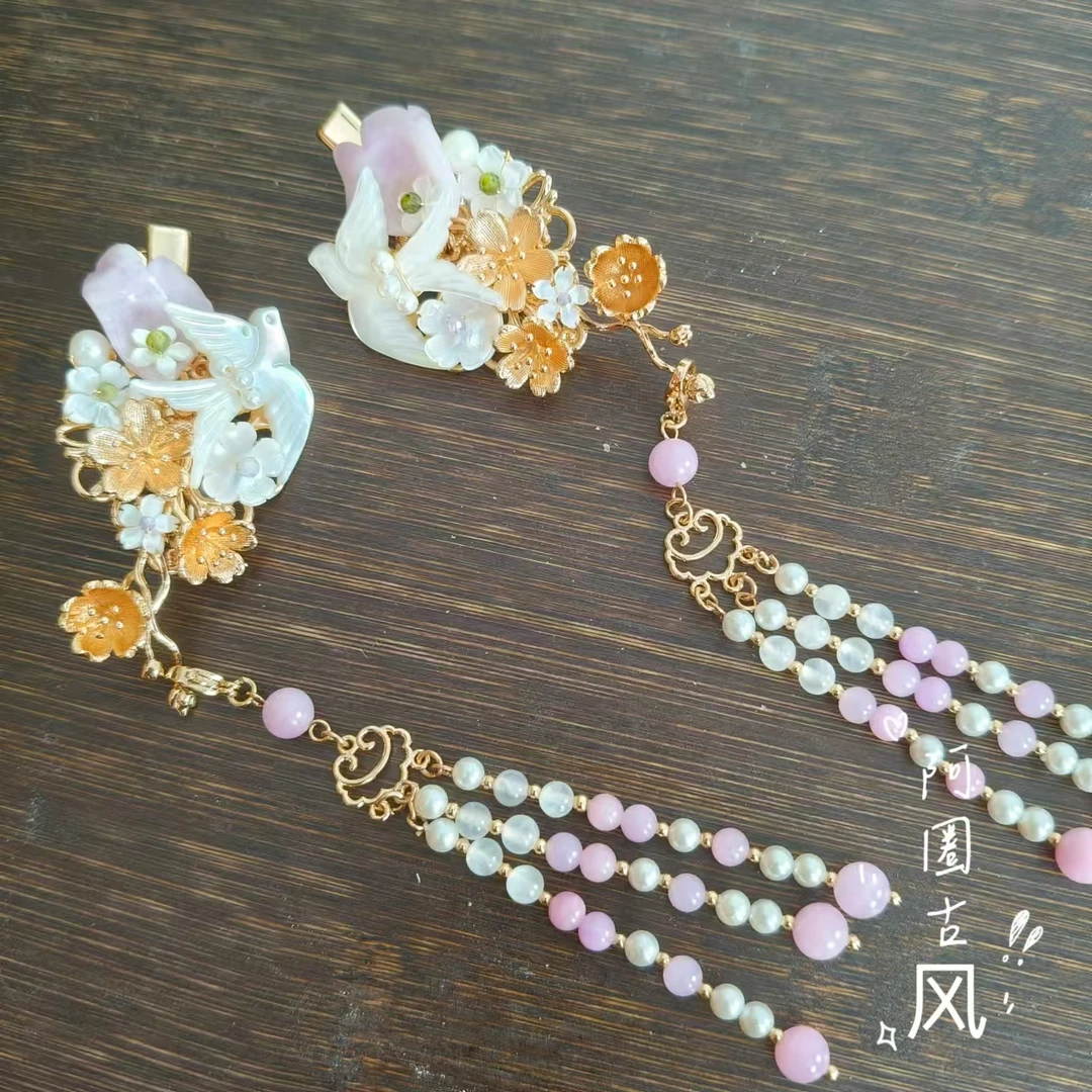 阿圈国风手工少女复古古风紫色超仙明制仙气古典簪发