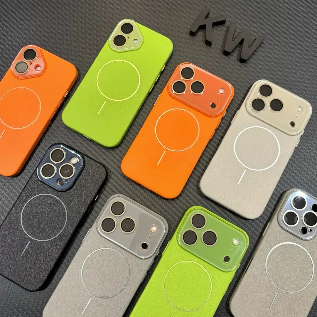 荔枝纹带镜头膜适用苹果17/16promax磁吸手机壳iPhone14/13/15硬