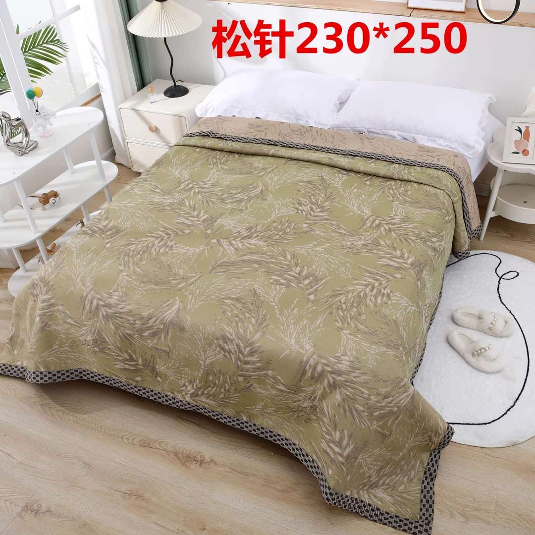 【松针】230*250新中式棉麻床盖四面包边款床盖