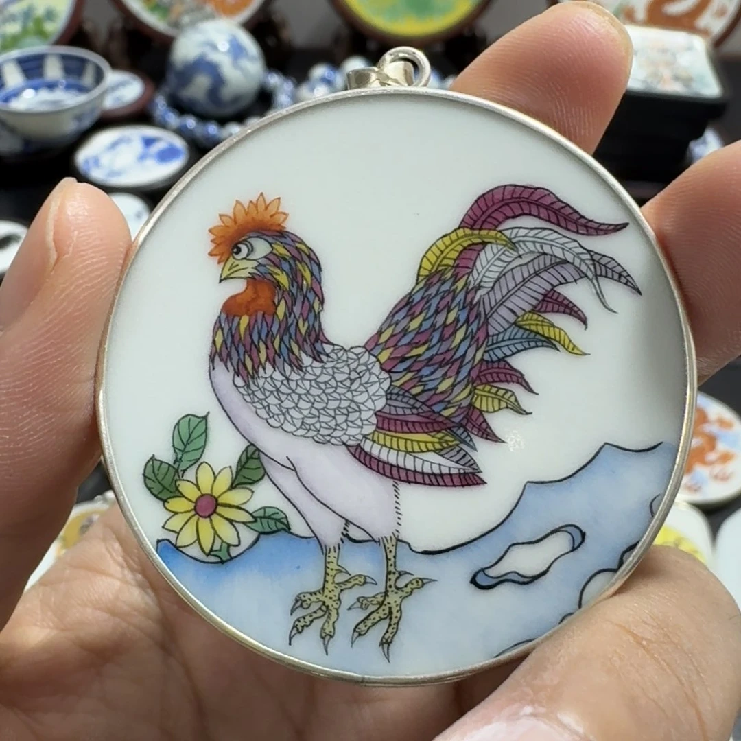 瓷片云*鹤精品挂件一个