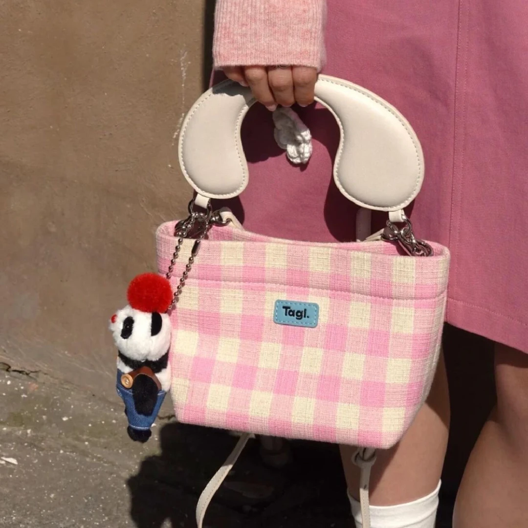 2025新款小众手提格纹可调节包包单肩斜挎包型号X71GAME周边包包