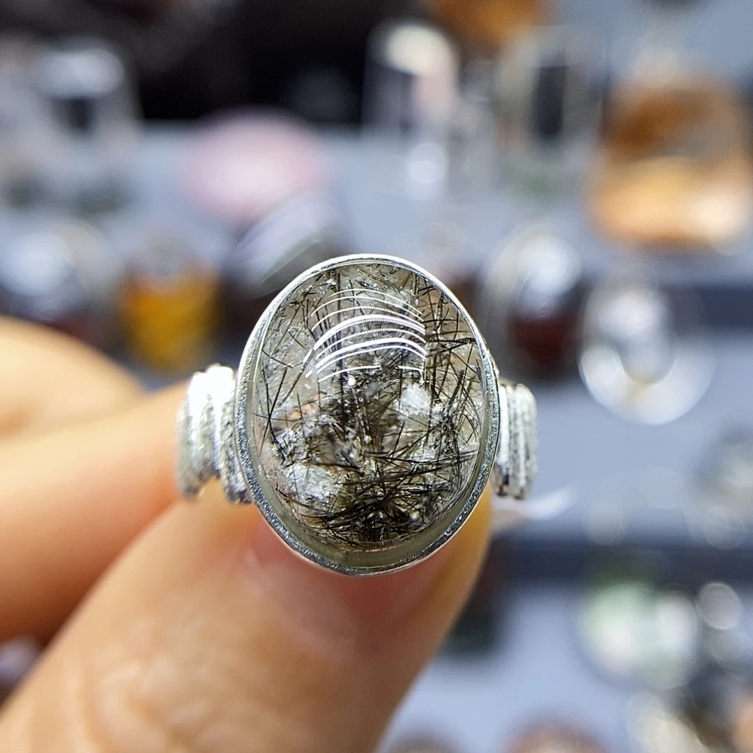 水晶戒指银S925镶嵌爱*