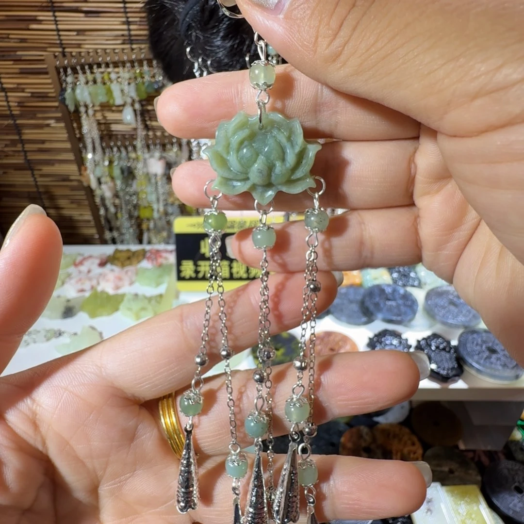 岫玉未镶嵌耳钉新款耳饰