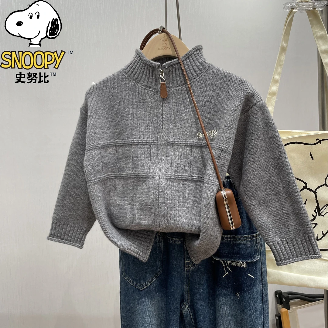 Snoopy/史努比2025秋季新款中大童儿童毛衣男女童针织衫开衫外套
