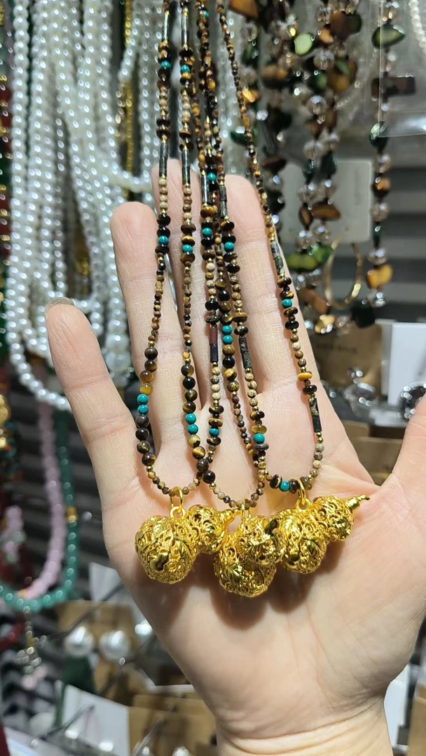 铜合金亚克力项链 WYFS小福禄葫芦长项链