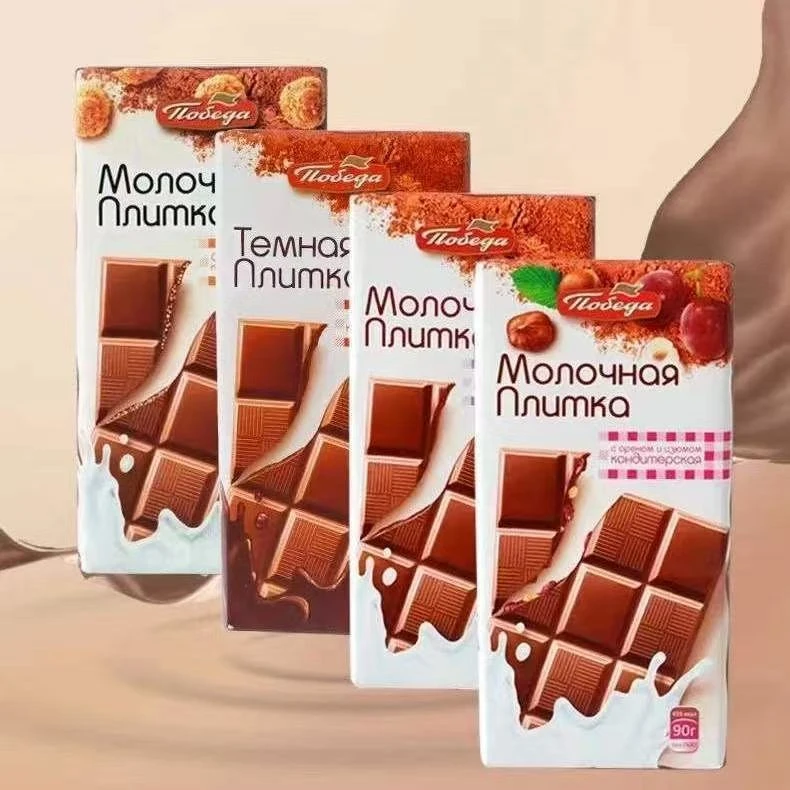 宝山俄罗斯进口胜利牌坚果葡萄干牛奶巧克力90g