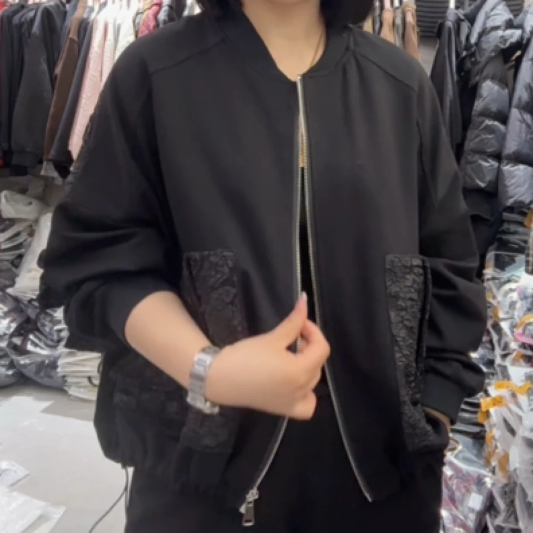 后背蕾丝花边拉链外套88339