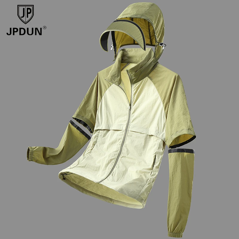 夏季户外防紫外线UPF50+防晒衣男女款拼色百搭可拆卸袖冰丝防晒服