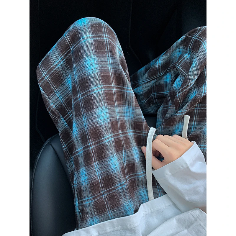 美式复古格子休闲裤男款宽松百搭vibe直筒裤痞帅慵懒风垂感长裤男