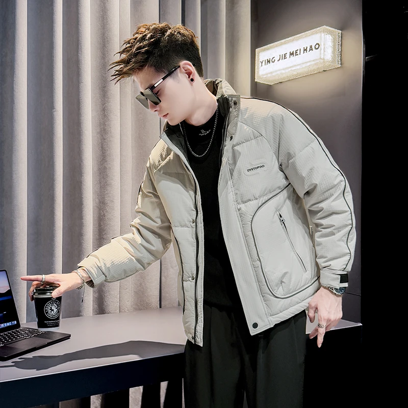 简约百搭男款加厚棉服立领袄子短款2025新款冬季帅气保暖棉衣外套
