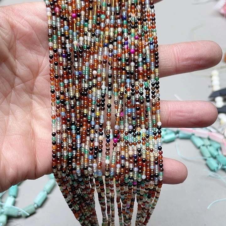 玛瑙/玉髓珠宝半成品合金一条2mm多宝玛瑙