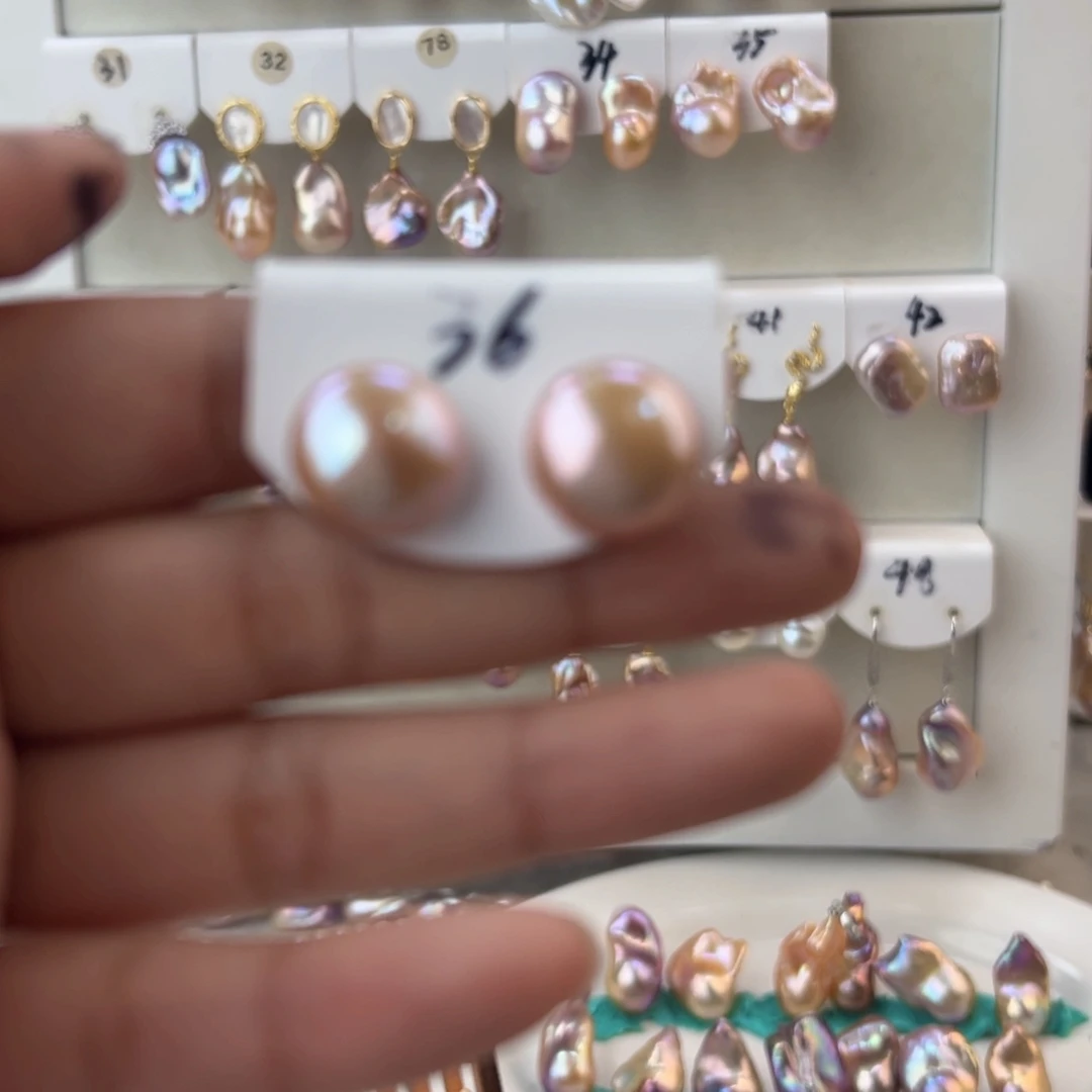 淡水珍珠耳饰银S925镶嵌小***y