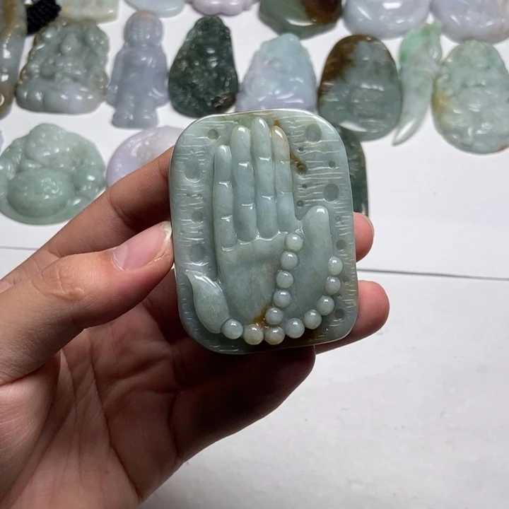 翡翠未镶嵌颈饰佛手27