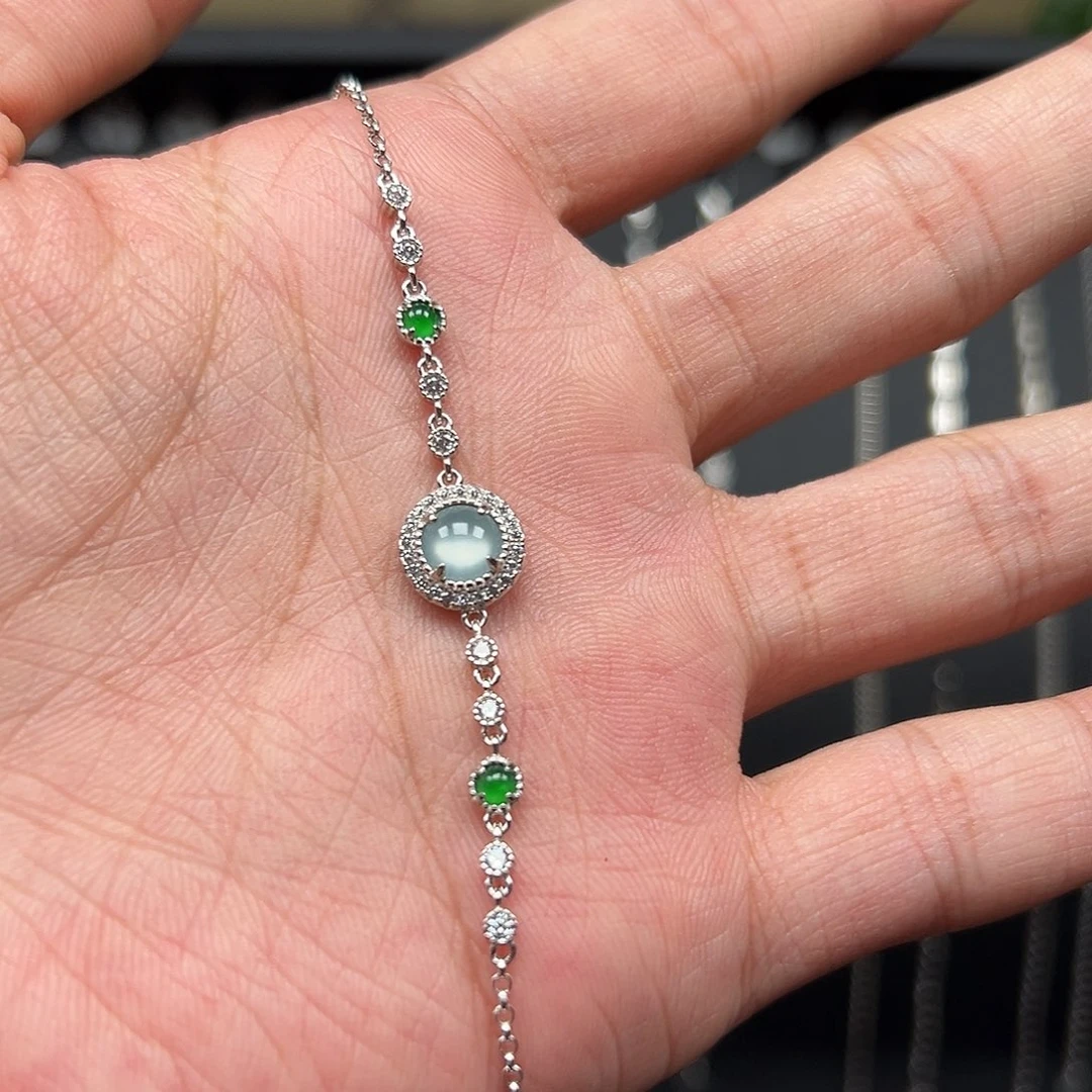 翡翠银S925镶嵌手链