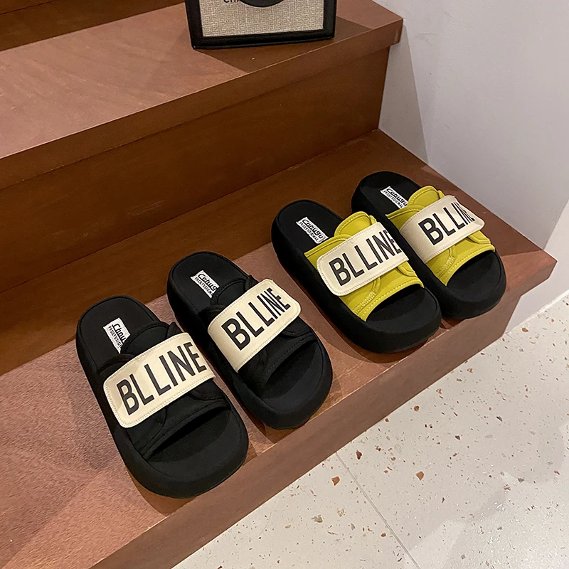 LZ小个子厚底防滑一字拖鞋女2025夏季新款外穿百搭软底时尚凉拖鞋