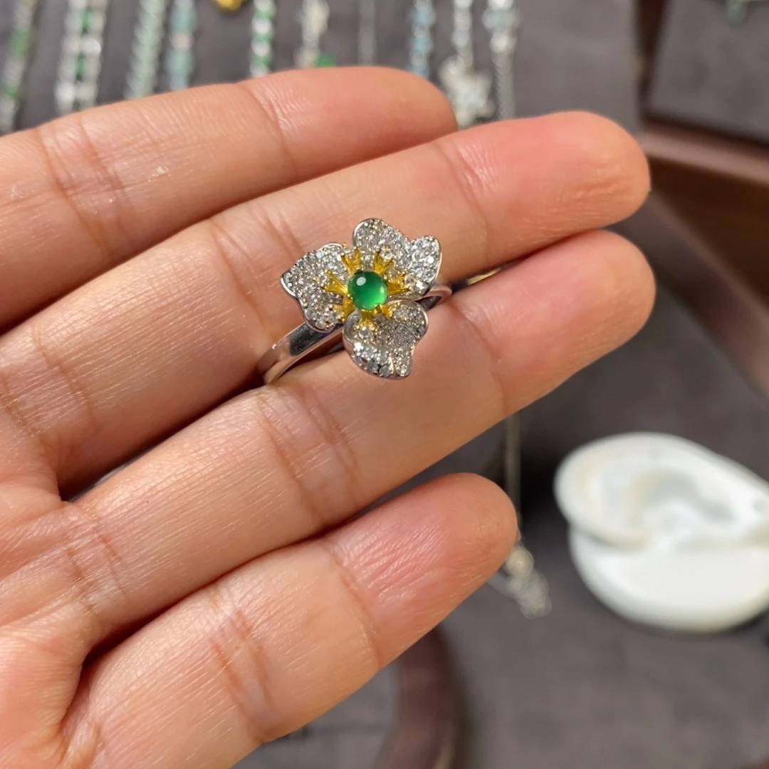 翡翠银S925镶嵌戒指